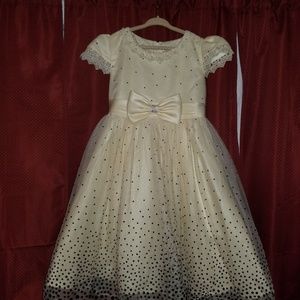 Cream and black pot a dot dress